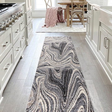 Eleni Contemporary Glam Abstract Marble Area Rug